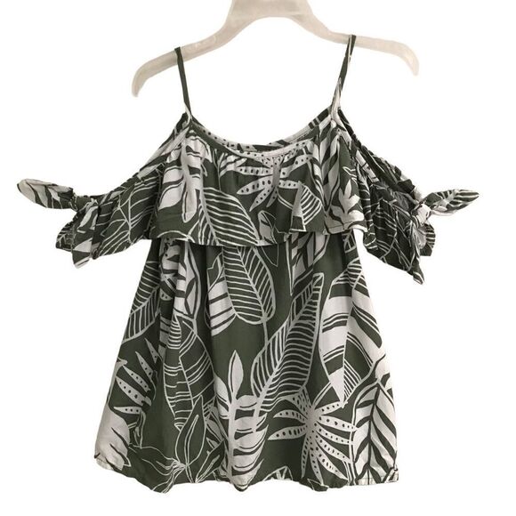 Old Navy Hawaiian cold shoulder blouse S–6/7 - Picture 3 of 4